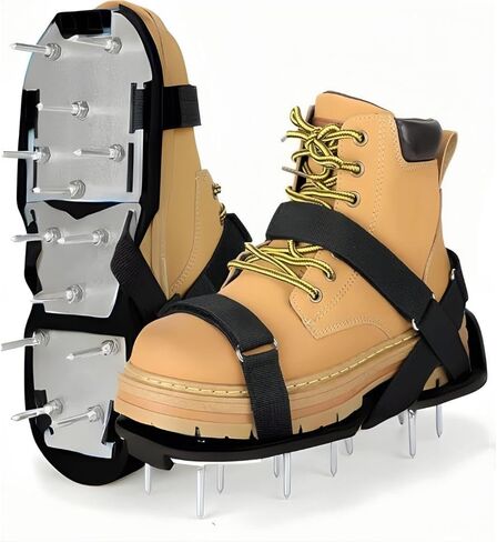 Versatile Depot Epoxy Shoes – Easy-to-Assemble Spike Shoes for Epoxy Flooring, Durable Metal Base, Adjustable Straps, Multi-Purpose Tool for Floor Epoxy, Concrete Epoxy, and Lawn Aeration (Black) in Saudi Arabia