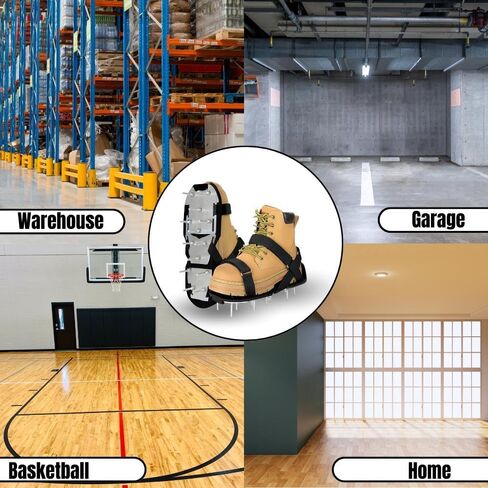 Versatile Depot Epoxy Shoes – Easy-to-Assemble Spike Shoes for Epoxy Flooring, Durable Metal Base, Adjustable Straps, Multi-Purpose Tool for Floor Epoxy, Concrete Epoxy, and Lawn Aeration (Black) in Saudi Arabia