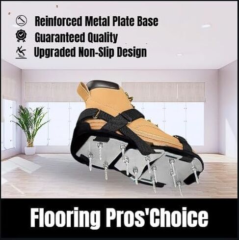 Versatile Depot Epoxy Shoes – Easy-to-Assemble Spike Shoes for Epoxy Flooring, Durable Metal Base, Adjustable Straps, Multi-Purpose Tool for Floor Epoxy, Concrete Epoxy, and Lawn Aeration (Black) in Saudi Arabia