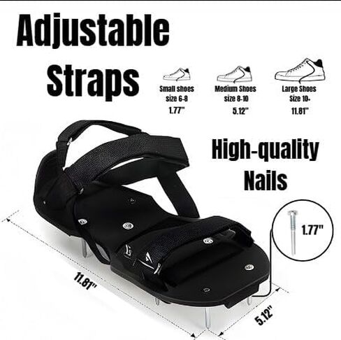 Versatile Depot Epoxy Shoes – Easy-to-Assemble Spike Shoes for Epoxy Flooring, Durable Metal Base, Adjustable Straps, Multi-Purpose Tool for Floor Epoxy, Concrete Epoxy, and Lawn Aeration (Black) in Saudi Arabia