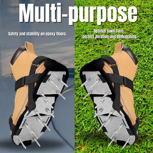 Versatile Depot Epoxy Shoes – Easy-to-Assemble Spike Shoes for Epoxy Flooring, Durable Metal Base, Adjustable Straps, Multi-Purpose Tool for Floor Epoxy, Concrete Epoxy, and Lawn Aeration (Black) in Saudi Arabia