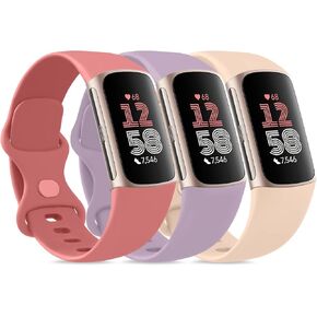 3 فرق حزمة لشحن Fitbit 6 / Charge 5 نطاقات نساء الرجال ، سيليكون ناعم مقاوم للماء أشرطة رياضية بديلة لفيتبيت شحنة 5 / شحنة 6 للياقة التعقب