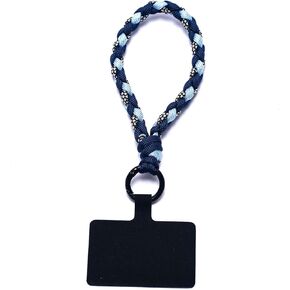 Women Stylish Sky Blue And Grey Cord Handmade Knitting Hand Wrist Strap Lanyard Wristlet For Universal Smart Phone