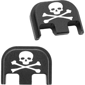 2 Pcs Rear Cover Slide Back Plates Gen 5, Aluminum Rear Cover Plate for Glock 17 19 21 22 23 24 26 27 29 30 31 32 33 34 35 36 37 38 39 40 41 Engraved Back Rear Plate Back Rear Plate (Comb)