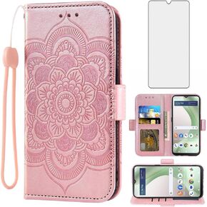 Asuwish Phone Case for Tracfone BLU View 5 B160V Wallet Cover with Tempered Glass Screen Protector and Flip Credit Card Holder Stand Cell Accessories Trac Fone BLUE View5 160V 2024 Women Men Rose Gold