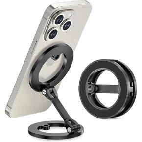 Itramax Dual Magnetic Ring Phone Stand for iPhone 16,Aluminium Phone Holder,Magnetic Phone Stand Portable Car Mount for iPhone 15 14 13 Pro Max Plus Series,Mag/Safe Case,Desk,Office,Gym,Metal Rings