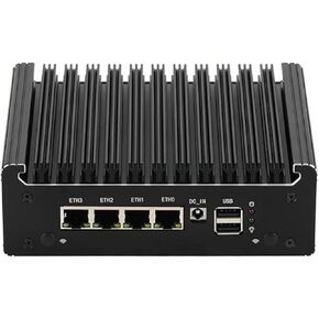 Updated 4 Lan i226 2.5G Firewall Micro Appliance, Fanless Firewall Mini PC Alder Lake-N N100, HDMI, DP, 4xUSB, COM RJ45, AES-NI VPNRouter Support pfsense Openwrt, Wifi Slot, 8GB DDR4 128GB NVMe