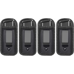 Universal IWB Magazine Holster 9mm Concealed Carry Magazine Holster，Inside The Waistband Mag Pouch for Glock 17 26 43 Sig 1911 S&W M&P 9mm .40 .45 for 7 10 15 Pistol Magazine Pouches (4 pcs)