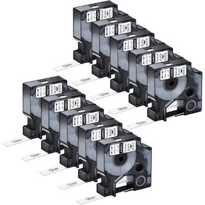Nineleaf 10pk متوافق مع Dymo D1 Label Tape Black On White 45013 45013S 45113 S0720530 1/2 "