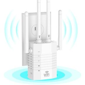 NHUUEOD12880 Sq.ft Long Range Repeater Wireless Routers Amplifier, WiFi Extender Internet Booster, 1200Mbps Dual Band WiFi Extenders Signal Booster for Home, Support More Network Devices at Home