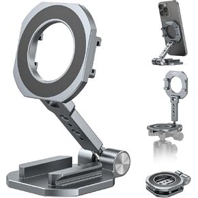 Dual Magnetic Phone Holder Compatiable with Magsafe for iPhone 16 15 14 13 12 Pro Max Plus Series, MG-02 Pro 1/4"-20 Tripod Mount, Gym Magnetic Phone Stand Travel