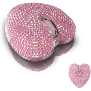 elec Space Wireless Bluetooth Mouse, Rechargeable Silent and Stylish Heart-Shaped Mouse for Laptop, PC - 10m Range (Pink)