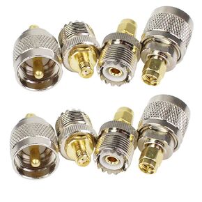 SMA-UHF Connector Kit 4 Type Set 8pcs PL259 to SMA Adapter SO239 Connector to SMA Male Female Jack Plug Gold Plated