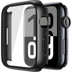 2-Pack Black Case Tempered Glass for Apple Watch Series 10 (2024) 46mm, Ultra-Thin Scratch-Resistant Protective Cover with Screen Protector for iWatch