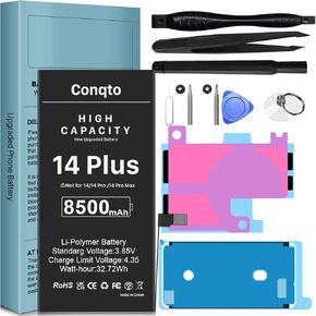 [8500mAh] Upgraded Battery for iPhone 14 Plus, 2025 New Version Ultra-High Capacity 0 Cycle Replacement Battery for iPhone 14 Plus A2886 A2632 A2885 A2896 A2887 with Professional Repair Tool Kits