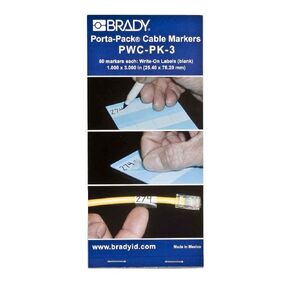 Brady PWC-PK-3 3" Height, 1" Width, B-292 Self-Laminating Vinyl, White Color Write-On Self-Laminating Wire And Cable Marker (Pack Of 60 Book)
