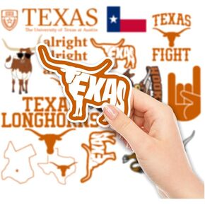 Pack 30 Pcs Texas University Sticker for Water Bottles Laptops Computer Phone Cases Cups Tumblers Funny Stickers Waterproof Reusable Removable Vinyl Decals Bulk Laptop Accessories