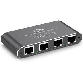 Ethernet Splitter 1 to 4 High Speed 1000Mbps RJ45 Internet Splitter Either Network Separator with Ethernet Wire and USB Power Cable, LAN Separator 4 Way for Cat 6/7/8 Cable