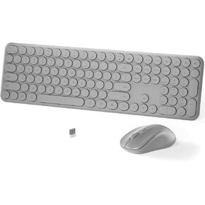 Wireless Keyboard and Mouse Set – MPTOG Full-Sized 110Pcs Slim Round Key Design, Quiet Typing, Adjustable DPI Ergonomic Mouse, Wireless Combo for PC, Mac, Laptop, Tablets(Space Gray)