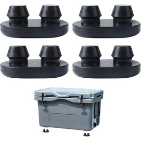 4 PCS Cooler Feet Replacement Non-Slip Non-Scratch Rubber Feet for YETI Coolers Models 45qt 65qt 110qt 145qt, Thickened and Enlarged Soft Rubber Feet Outdoor Camping Protection Black
