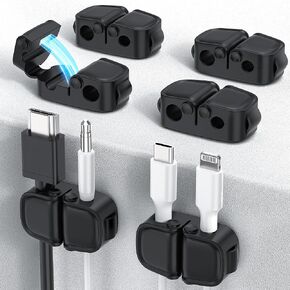 Magnetic Cable Management Clips - 3M Self-Adhesive Cord Organizers for Desk, Home, and Office - Secure and Tidy Cable Holders for Wires, Chargers, and Cables - 6 Pack, Durable and Easy to Install
