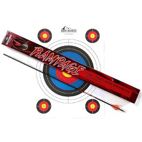 Black Eagle Arrows Rampage Fletched Arrows with 2 inch Vanes - .003 Straightness, 350 Spine - 6 Pack - with Target