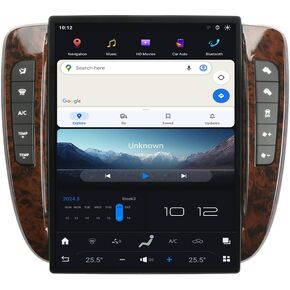 13.8 Inch Touch Screen Qualcomm Android Car Radio for GMC Yukon Tahoe Suburban Chevrolet Silverado 2007-2013 Trucks Stereo Upgrade Tesla Style Head Unit Multimedia Player GPS Navi (Auto AC)