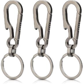 3 Pcs Titanium Carabiner Keychain Clip Hook Small Backpack Clip Heavy Duty Keychain Grips Backpack Clasps Carabin Anti Lost Quick Release Key Chain Organizer with Key Ring