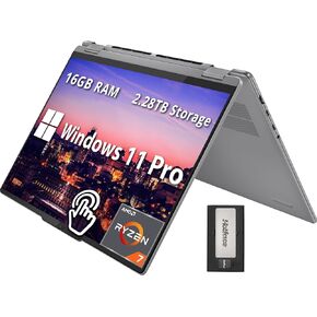 Lenovo Yoga 7 16" WUXGA 2-in-1 Touchscreen Laptop, AMD Ryzen 7 8840HS, 16GB LPDDR5X, 1.28TB Storage (1TB SSD+288GB Docking Station Set), Backlit Keyboard, Fingerprint Reader, Win 11 Pro, Artic Grey