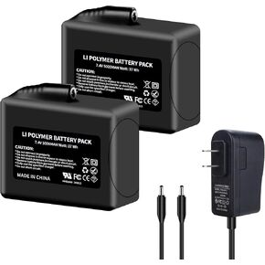 2Pack 5000mAh Lithium-ion Battery Pack for Heated Gloves, Socks, Hats, Mittens, Vest, Jacket, Hand Muff, Boots, Hat, Knee Braces Suit Upgraded Version Battery with 8.4V DC Dual Battery Charger