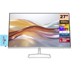 HP 27 inch 1080P Computer Monitor in Silver and Black, 27" Full HD (1920 x 1080) 75Hz Anti-Glare IPS Display with AMD FreeSync, 2 HDMI, 1 VGA, Highly Accurate Color (2025 Model) with Docztorm Dock