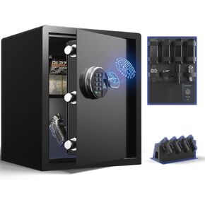 Fingerprint Safe - (0.80 cu. ft.) Biometric Safe Box with Silent Mode Small Safe with Backlit Keypad and LED Light, Smart Jewelry Safe, Caja Fuerte with Anti-Rust Closet Safe with Anti-Theft
