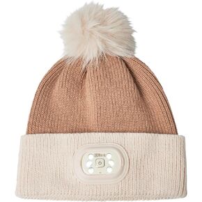Headlightz by Roq Innovation - POM POM Beanie with Light, Unisex LED Beanie Hat with Light Built in, Rechargeable
