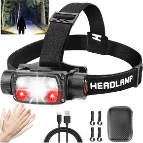 Headlamp Rechargeable, 2000 Lumen Motion Sensor LED Head Lamp with Red Light for Adults, 4000 mAh Battery Powered Super Bright USB C Hard Hat Headlight Forehead for Camping Hunting Hiking Running