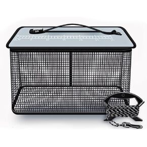 DONGKER Floating Fish Basket,Quick-Drying Coated Mesh Fishing Bait Storage Cage Collapsible 4.5 Gallons for Live Caught Fish