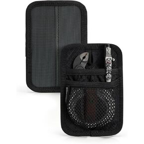 TCM4 Mini EDC Organizer Board, Backpack Accessories with Smooth Hook Back Panel, Utility Admin Bag Insert Panel Modular Organizer with Open Pocket & Mesh Pocket (Black)
