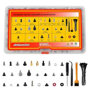 1000pcs Computer Screw Set, Motherboard Standoffs Screws for Universal HDD Hard Drive, PC Case, PC Fan, SSD, Power Supply, Graphics, ATX Case, CD-ROM, for DIY PC Assembly & Repair