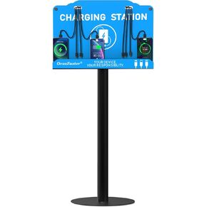Floor Standing Cell Phone Charging Station Multi-Device Station with 8 Charger Ports Compatible with Smartphones Tablets Application for Schools, Office, Shopping Malls