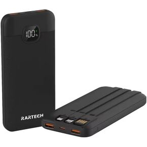Portable Charger Power Bank with Built in Cables 22.5 W 10000 mAh 6 Output Battery Pack with LED Display External Battery Pack Compatible with iPhone,Samsung,Android, 2 USB Port, USB C