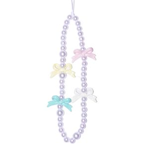 Elegant Beaded Pearl Phone Charms Strap Ribbon Bow Aesthetic Y2K Cell Phone Keychain Cute for Bag Camera USB Decor