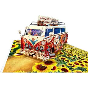 By 1368DATRA- Hippie Van Adventure 3D Pop Up Greeting Card, Hallowen hippie Girl with Witch cats, pumkins Gifts For women, Camping Pop Up Birthday Card, Includes Envelope and Note Tag 6" x 8" Cover