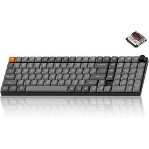 Keychron K17 Max QMK/Launcher Ultra-Slim Wireless/Type-C Wired Mechanical Keyboard with White LED Backlit, Low-Profile Gateron Mechanical Brown Switch Compatible with Mac Windows Linux