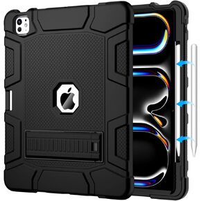 iPad Pro 13 Case 2024 (M4) - iPad 13 Pro Case with Pencil Holder, Built-in Stand, Shockproof Protective Cover (Red)