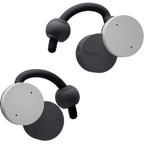 nwm DOTS Wireless On-Ear Speakers (Open Ear Earphones) Sound Leakage suppressed (PSZ Technology - Bone Conduction Alternative) with Optimal Microphone Function Designed in Japan | Stone White
