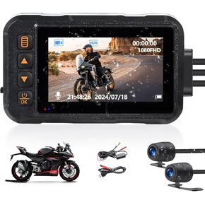 دراجة نارية Dash Cam المزدوجة HD Camera View الأمامية والخلفية ، شاشة IPS 3 بوصات 720p IP67 مقاومة للماء 150 ° زاوية واسعة تسجيل DVR مع G-SESOR ، تسجيل حلقة ، رؤية ليلية ، شاشة وقوف السيارات+32 جرام SD in Kuwait