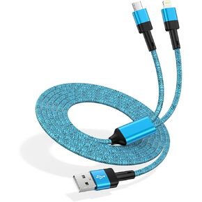 USB C Multi Fast Charging Cable for iPhone 16/16 Pro/16 Pro Max/Plus,4FT USB C and Lightning Cable 2 in 1 USB to Type C & Lightning Car Charger Cord for iPhone 15 14 13 12,Samsung Galaxy S24,Pixel 9