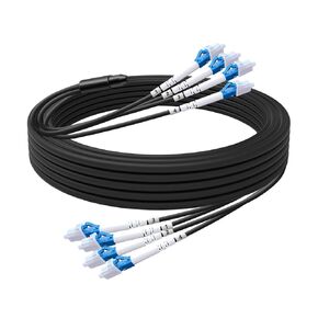 246FT/75M 4-Core Industrial TPU LC to LC Outdoor Armored Fiber Patch Cable, 4 Strands OS2 Single Mode Fiber Patch Cable with LC Connectors, Direct Burial LC-LC 9/125um, OD-5mm, Black