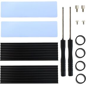 2 Sets M2 SSD Hard Drive Cooler Kit Heatsink with 2pcs NVMe SSD Thermal Pads 2pcs Wrench 4pcs Black Rubber Bands for PC Hard Drive Cooler