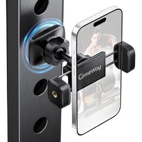 Gym Magnetic Phone Holder with 2 Adhesive Metal Plate, 360° Rotatable Portable Phone Stand Compatible with 4-7 Inch Cell Phones, Attach to Metal Surface, Cellphone Mount for All Phone Cases