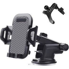 Car Mount for Cell Phone, Car Phone Holder Mount Dashboard Windshield Cell Automobile Cradles,360° Rotation,for iPhone,Android and All Smartphones,with Suction Cup